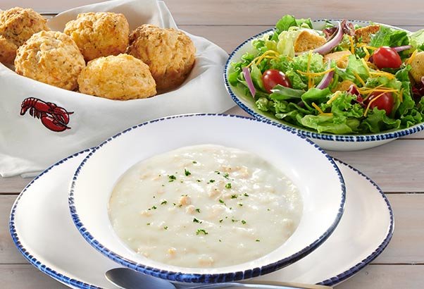 Soup, Salad and biscuits